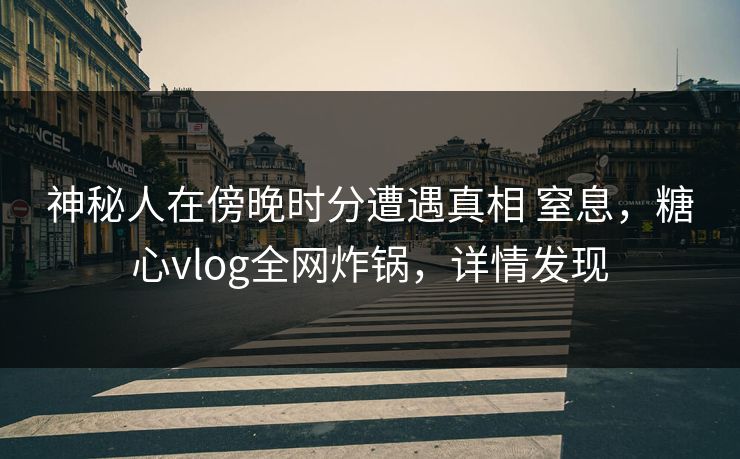 神秘人在傍晚时分遭遇真相 窒息，糖心vlog全网炸锅，详情发现